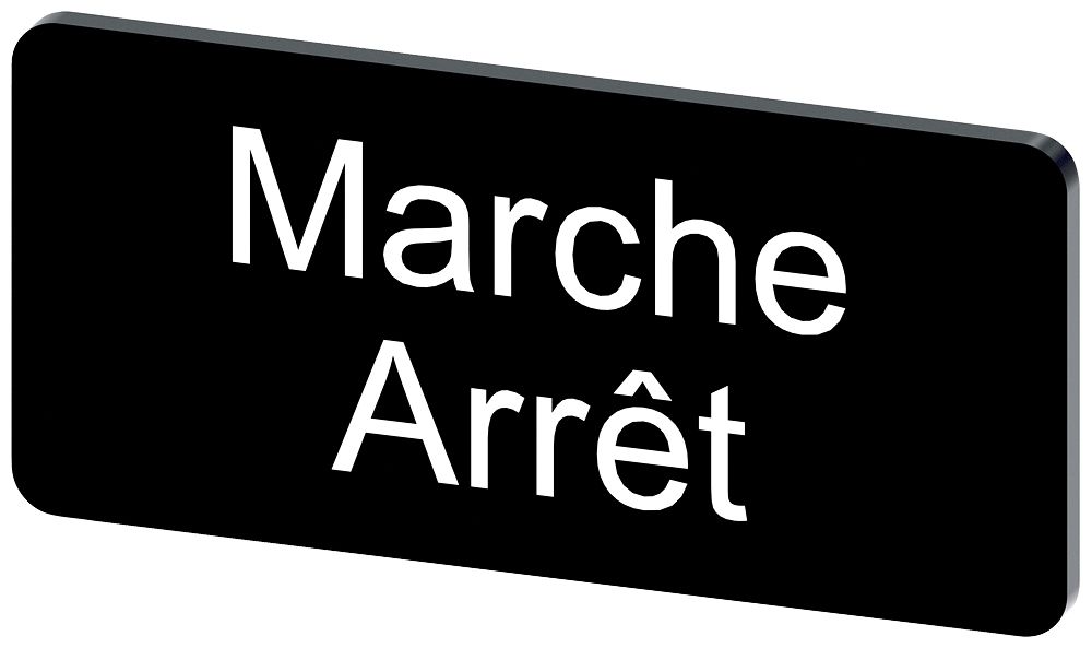 Bezeichnungsschild sw rechteck MARCHE ARRET Bez.Schild Deutsch 27x12,5mm