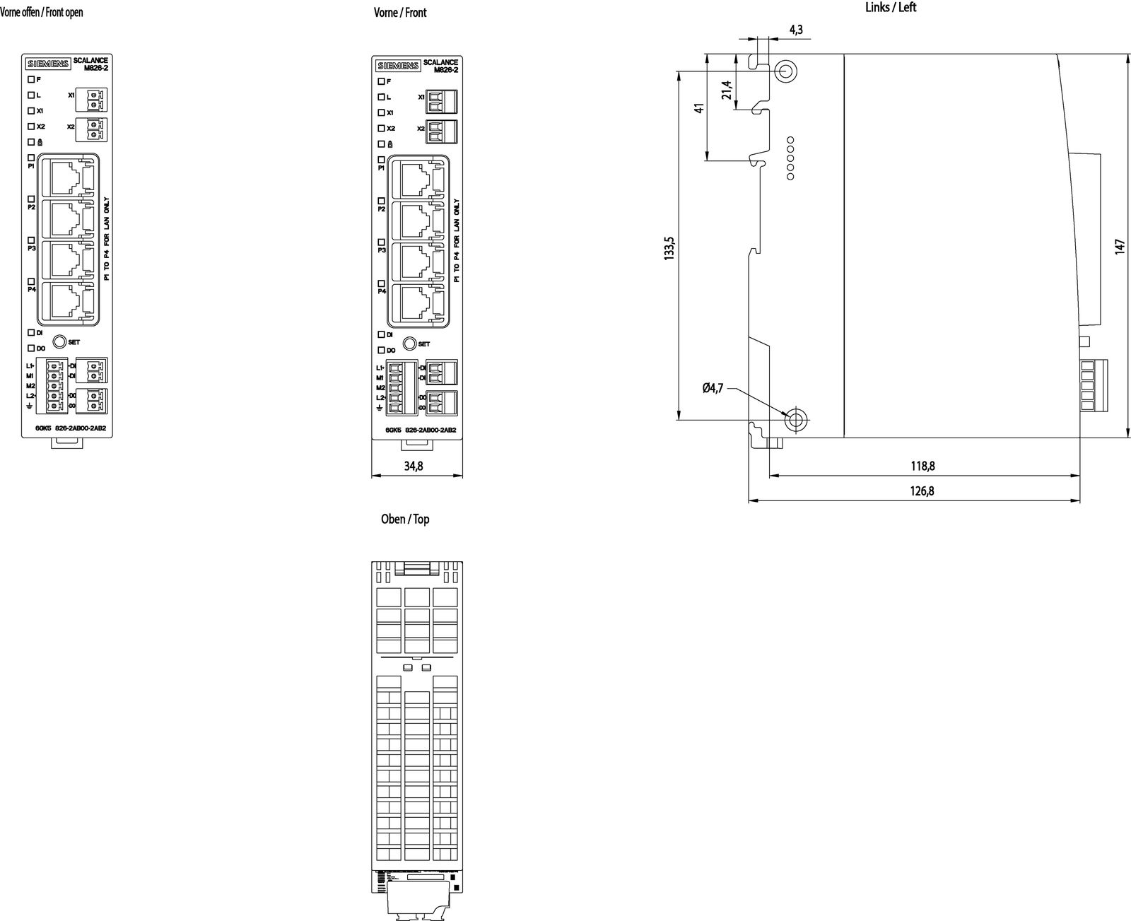 Modem Eth extern 35x147x127mm 10,8-28,8V