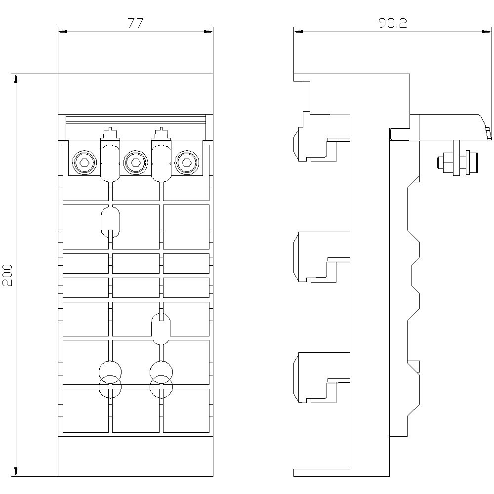 Sammelschienenadapter Abst=60mm 160A 77mm