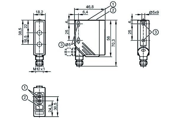 Optischer Abstandssensor DC 10-30V Tast Steck-M12 antivalent Quader manuell Kst