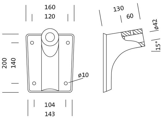 Wandhalterung si Alu Ø42mm