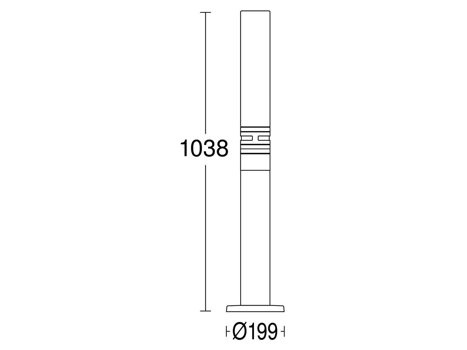 LED-Pollerleuchte 9,78W IP44 3000K 781lm edst 1LED E27 Gl_opal BWM