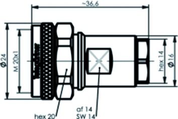 4.3-10-Stecker Rundkabel Crimp/Crimp 50Ohm
