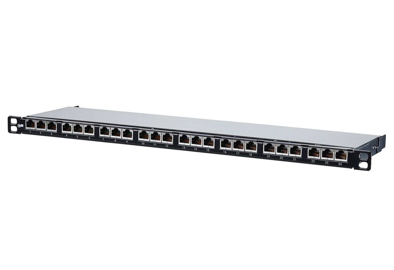 Patchpanel 24Ports 0,5HE Cat6A Schirm 19Zoll-Einbau 22,3x482,5x134,5mm