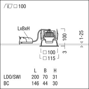 LED-Einbaustrahler 15W PANOS 3000K 1LED 1276lm ws mt Kst IP44 RF:matt