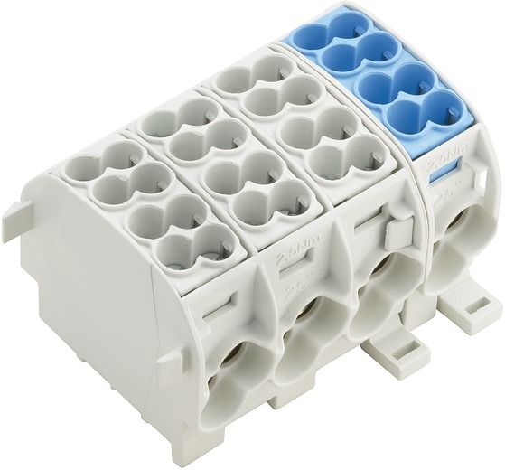 Hauptleitungsklemme 16Ein gr/bl 4pol berührsich REG schraub grau/blau