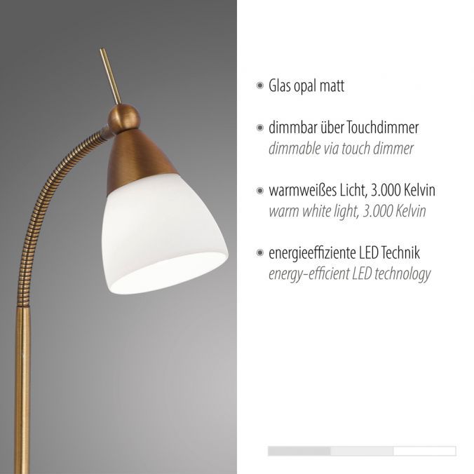 LED-Schreibtisch 3W PINO ms m.Schalt G9 1LED messing Mit Dimmer 230V