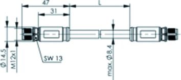 Patchkabel Cat6A S/FTP IP67 2m bl M12 M12 1:1 24qmm