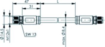 Patchkabel Cat6A S/FTP IP67 5m gn M12 M12 1:1 24qmm