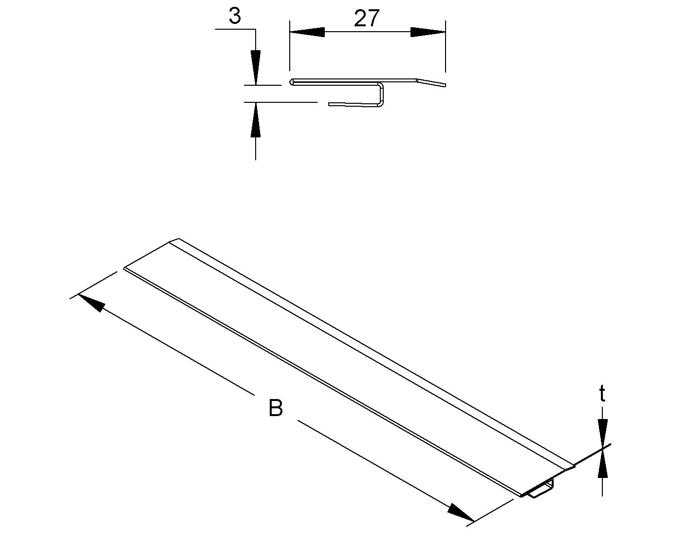 Deckel aufrast 395x25mm f.Kabelrinne