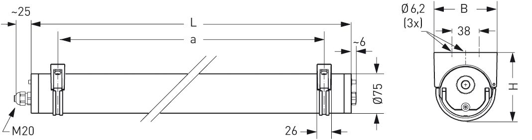 LED-Anbauleuchte MAGNON 38W 4000K 4660lm ws Konv IP65 1410x88x97mm