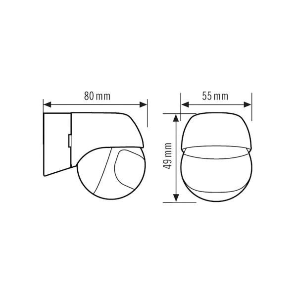 Bewegungsmelder AP 0-180° Basic 230V ws mt IP44 800W