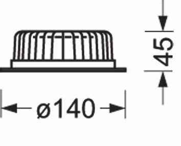 LED-Einbaustrahler 16W 4000K 1549lm Konv ws mt 1LED Alu IP44 RF:matt Ø/EB125mm