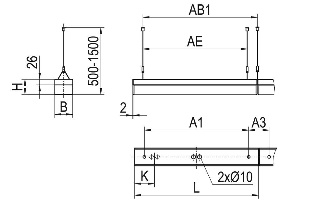 LED-Wannenleuchte 30W ws Konv IP64 1198x85x72mm