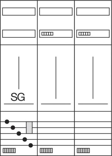Komplettfeld 63A univ.Z 2Z 3PBf m.Verdr 3-Punkt-Befestigung 1050x750mm 5p 300mm