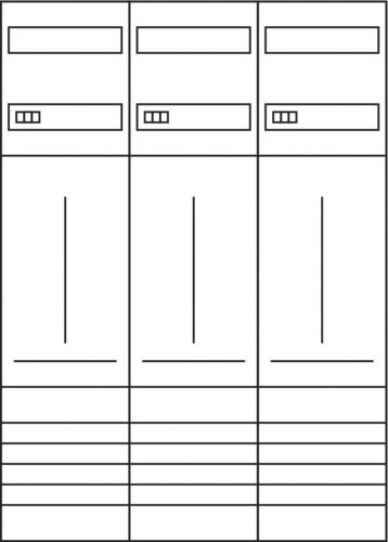 Komplettfeld 63A univ.Z 3Z 3PBf m.Verdr 3-Punkt-Befestigung 1050x750mm 5p 300mm