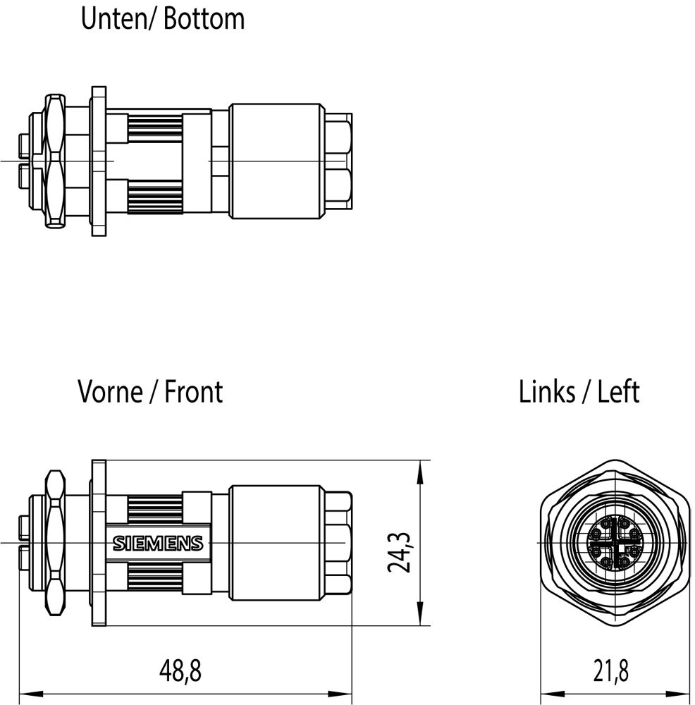 Rundsteckverbinder Cat6 M12 Bu gerade