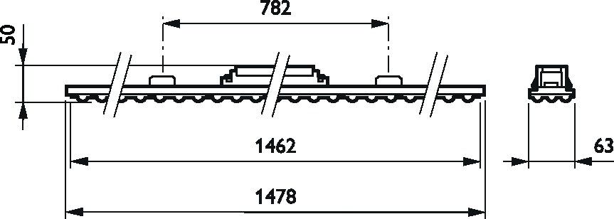 LED-Geräteträger 41W Maxos 4000K 6600lm 1LED elektr.Trafo IP20 ws 63x1478x50mm