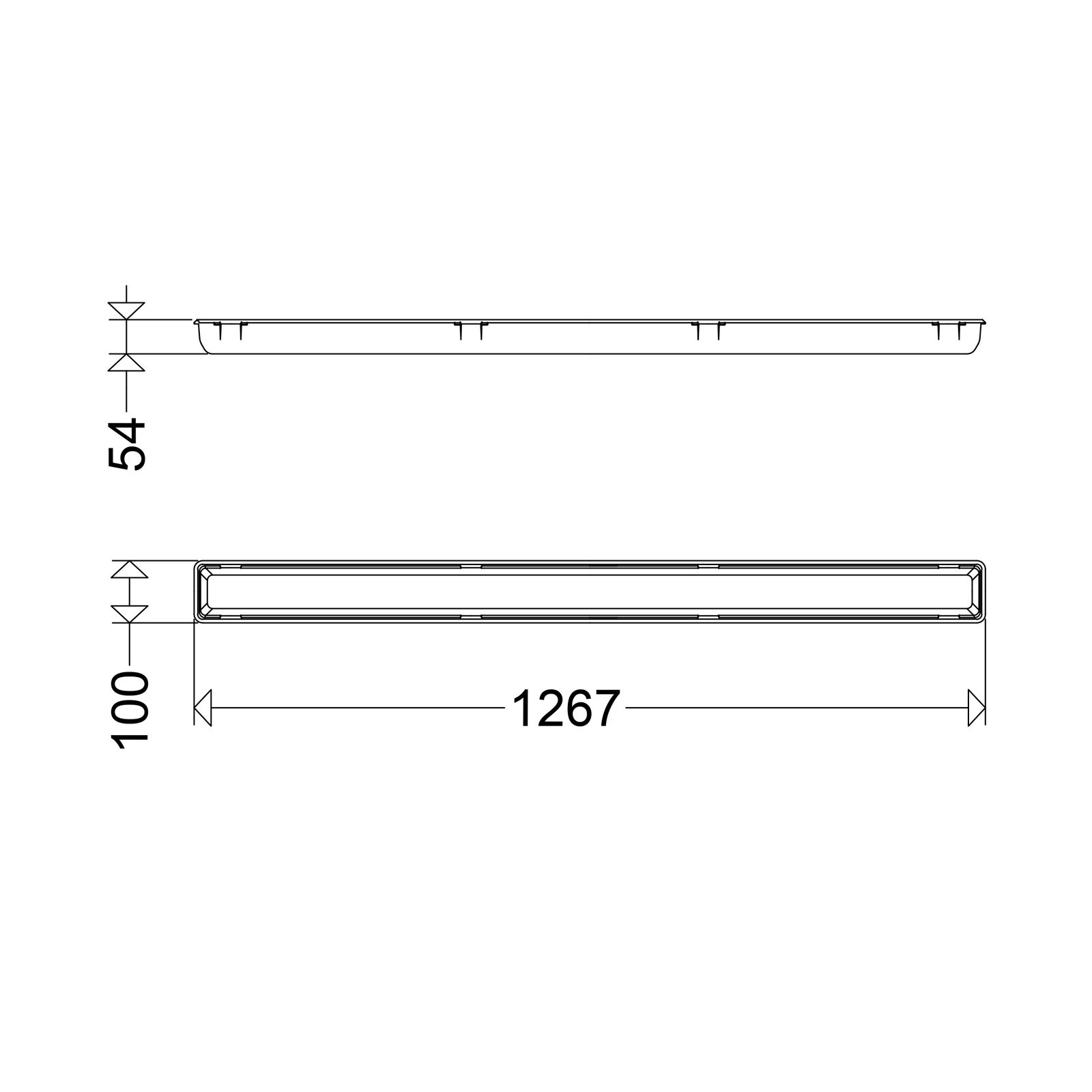 Ersatzglas sym direkt Kst 1267x100x55mm