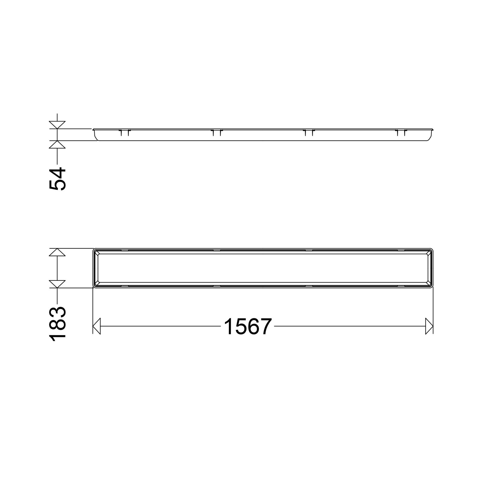 Abdeckung sym direkt Kst 1267x183x55mm