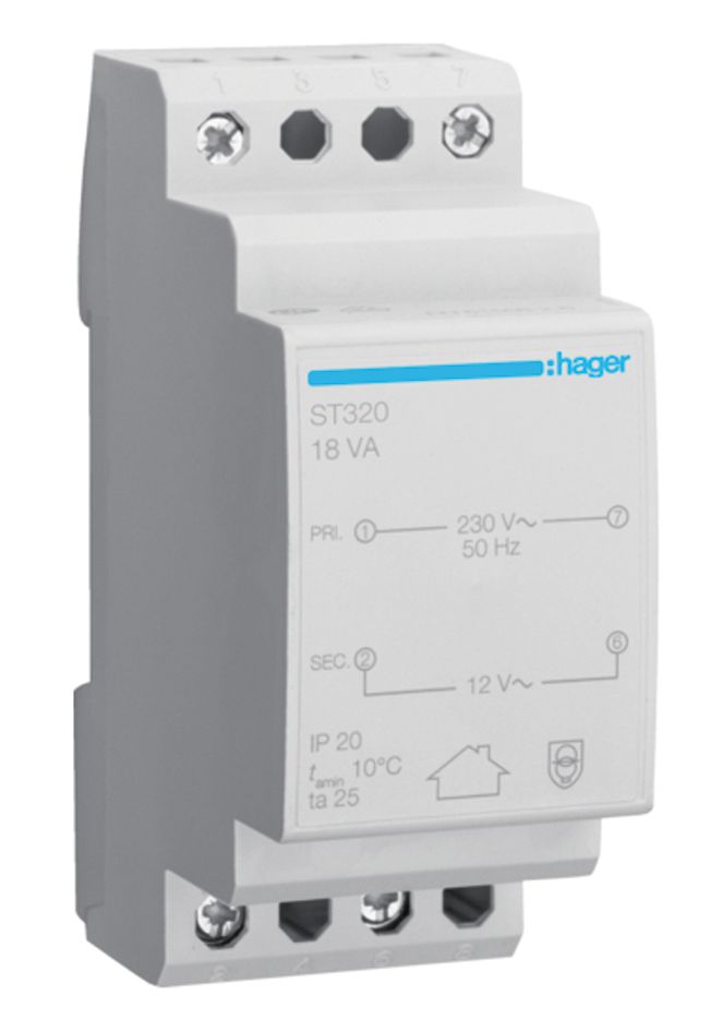 Sicherheitstrafo 230V 12V 1,5A REG 2TE f.Reiheneinb Kurzschlusssicher