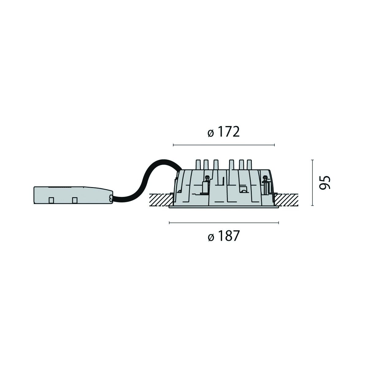 LED-Einbaustrahler 35W DL185 3000K 1LED 2430lm Konv ST IP54 ws mt RF:matt