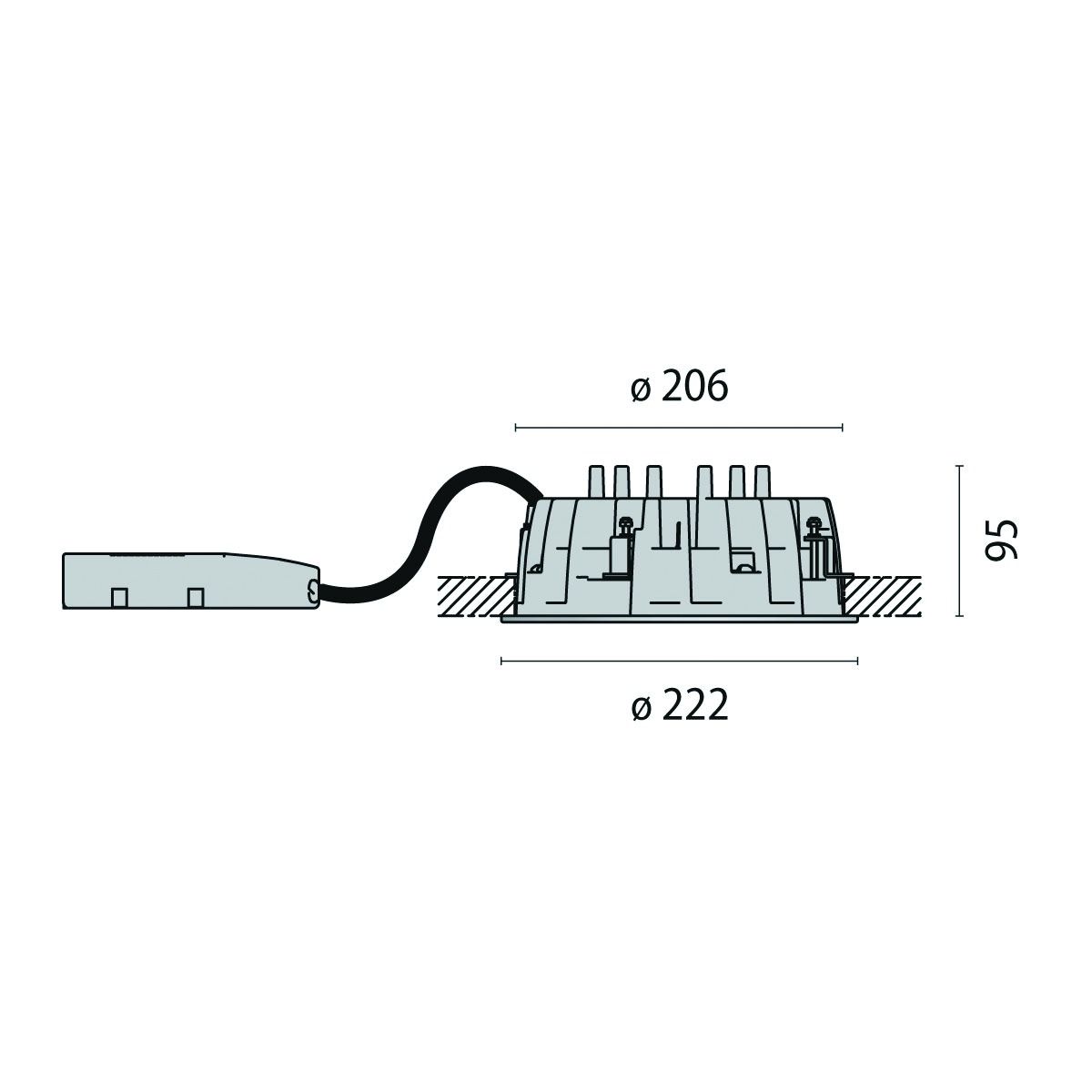 LED-Einbaustrahler 51W DL220 4000K 1LED 4260lm Konv ST IP54 ws mt RF:matt