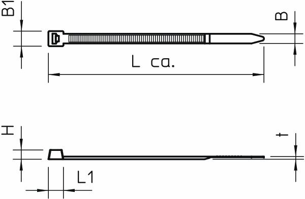 Kabelbinder L300mm sw 4,8x1,6mm hfr PA UVstab Polyamid (PA) -30-90°C