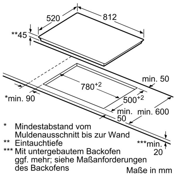Glaskeramikfeld autark Zweikreisz 812x520mm