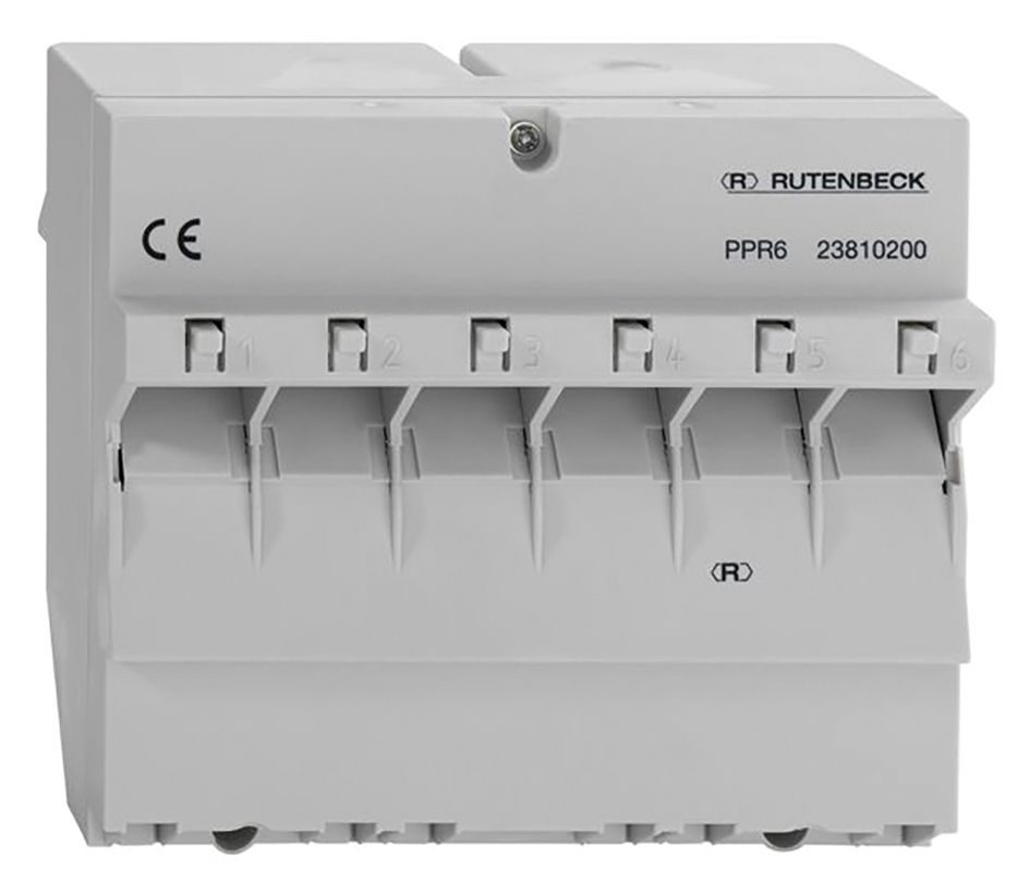 Patchpanel 6Ports Cat6 Hutschiene Schirm RAL7035 95x108x56mm