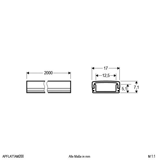 Profil IP00 2000x17x7,1mm Zubehör