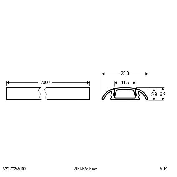 Profil IP00 2000x25,3x6,9mm Zubehör