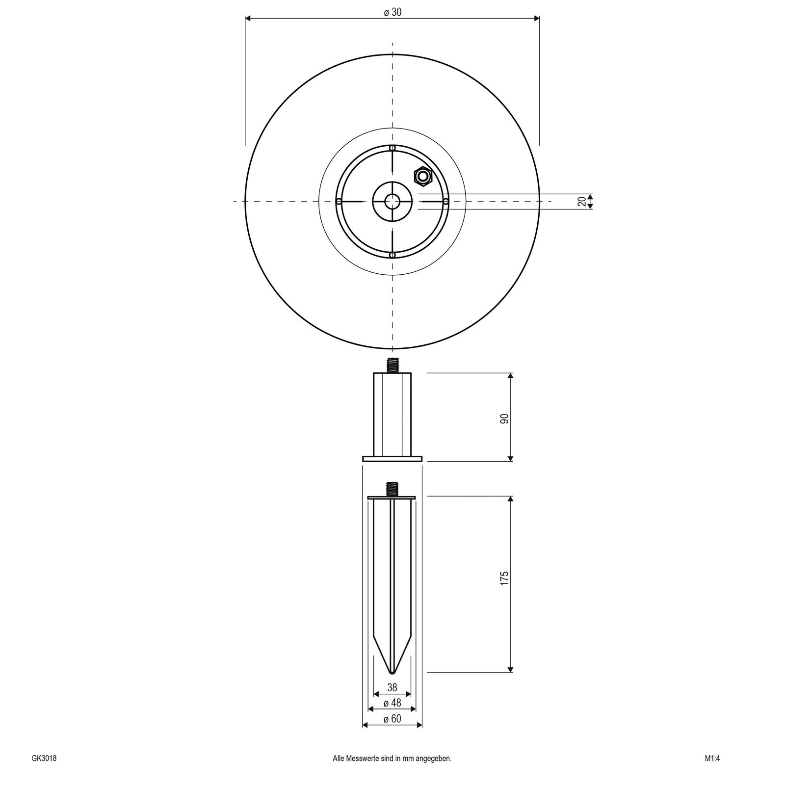 Kugelleuchte Ø30mm ws IP65 25W AGL