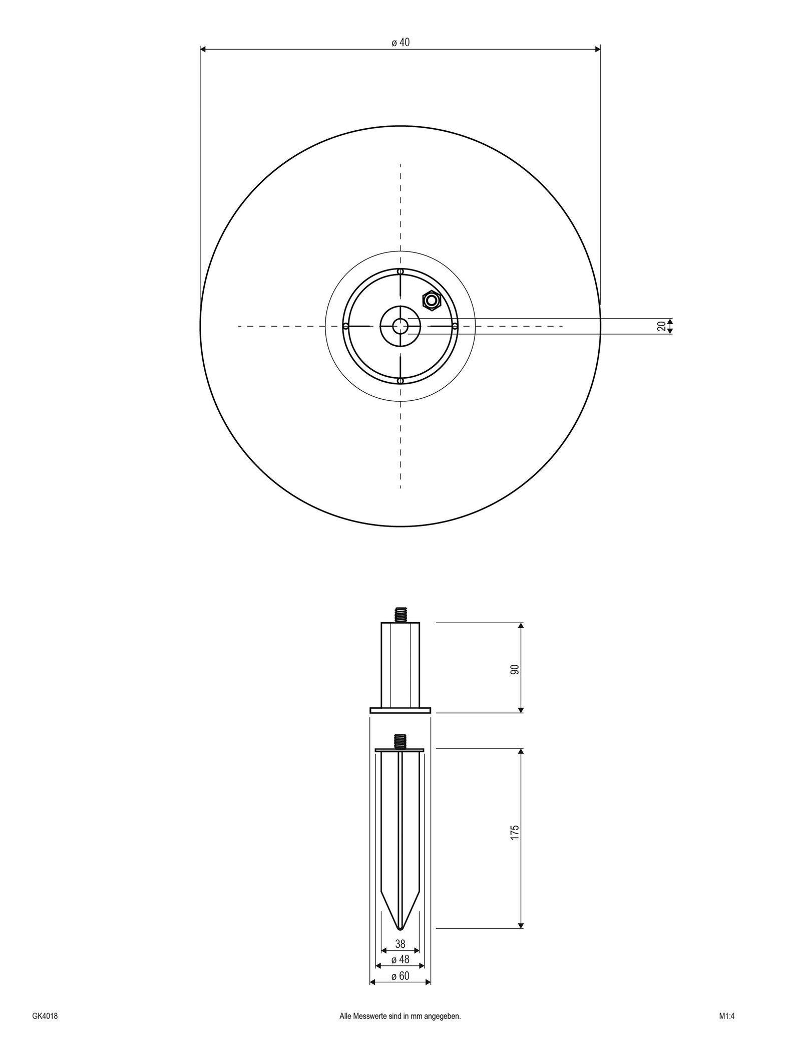 Kugelleuchte Ø40mm ws IP65 25W AGL