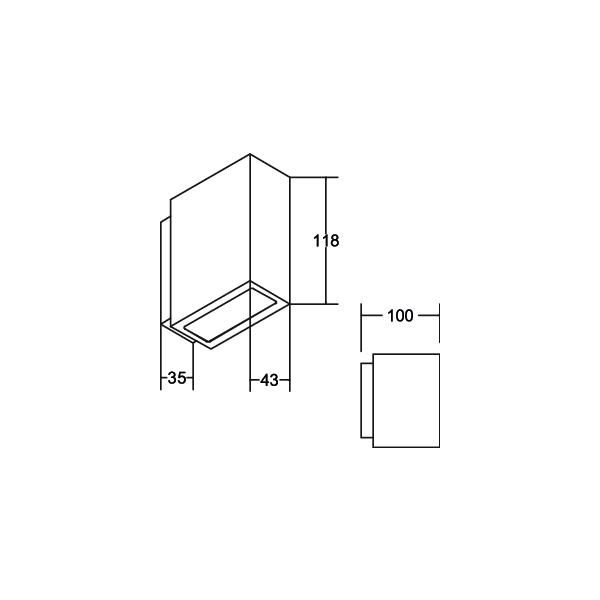 LED-Up/Down Leuchte 2x5W 3000K 650lm ws Konv IP54 118x43x100mm