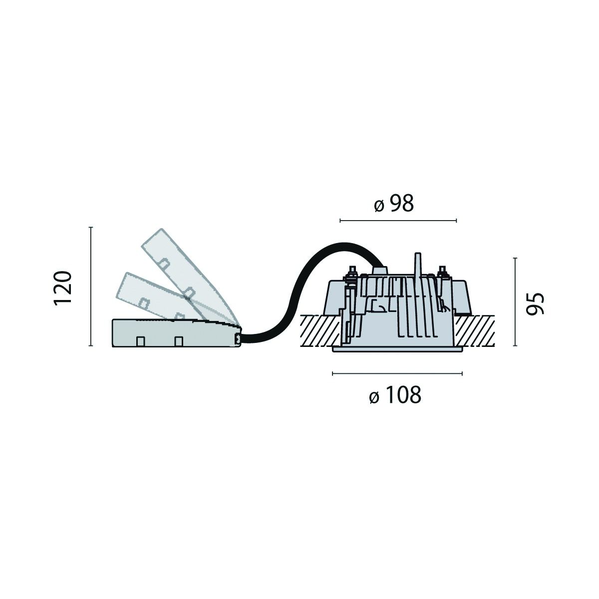 LED-Einbaustrahler 14W DL100 3000K 1LED 1060lm Konv ST IP44 ws mt RF:matt