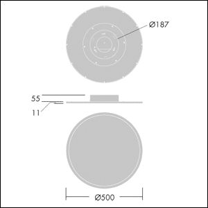 LED-Panel 0x0mm OMEGA 42W 3000K 3374lm ws Konv IP20 Ø500x55mm