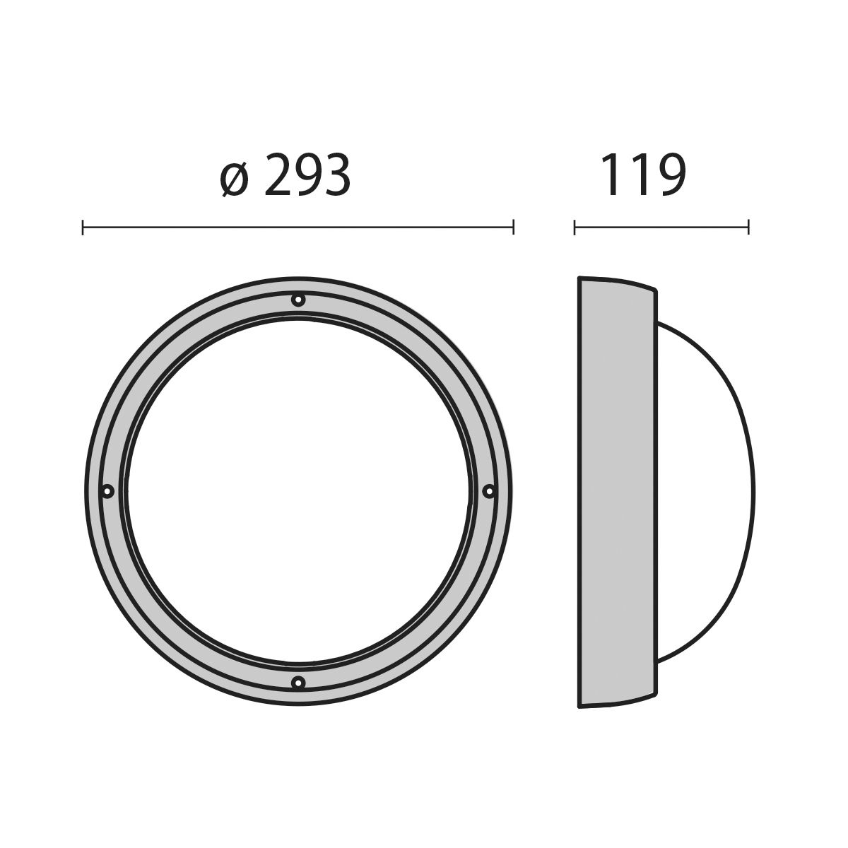 LED-Decken-/Wandleuchte Nuova EKO+ 18W 3000K 1161lm ws Konv IP66