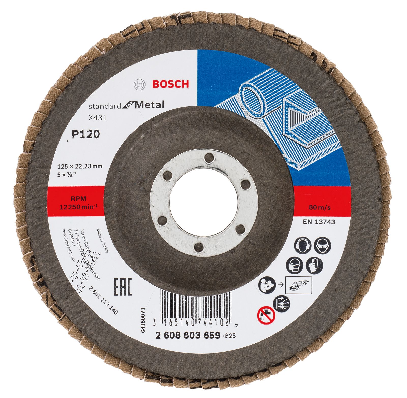 Fächerschleifscheibe X431 Schleifscheibe K120mm Ø125mm Geeignet für Metall