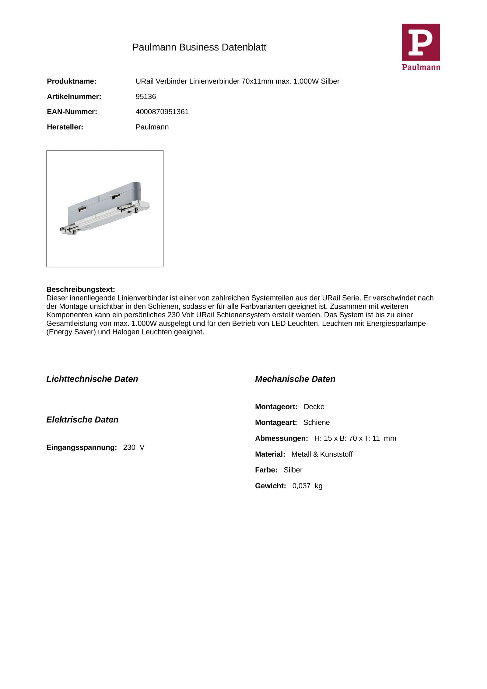 Kupplung/Verbinder ger Light&Easy chr 1p 70mm