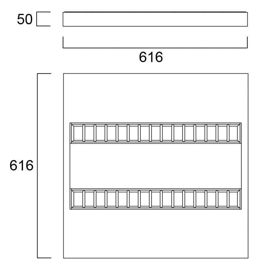LED-Rasterleuchte RANA 28W 3000K 2800lm ws Konv Dimmung DALI IP20 616x616x50mm