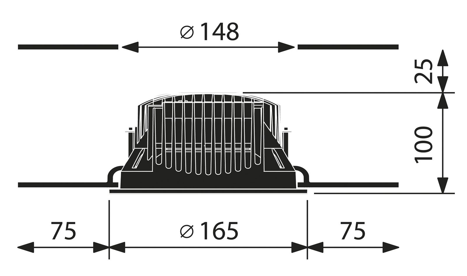 LED-Einbaustrahler 41W 3500K 3526lm Konv ws mt 1LED Alu IP20 RF:hochglänzend