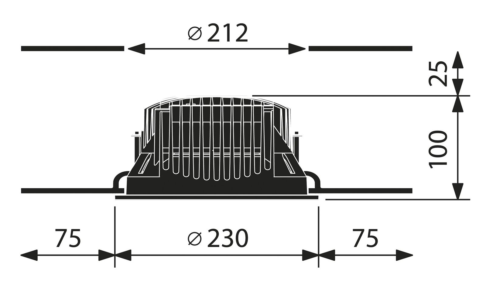 LED-Einbaustrahler 47W 3500K 3982lm Konv ws mt 1LED Alu IP20 RF:hochglänzend