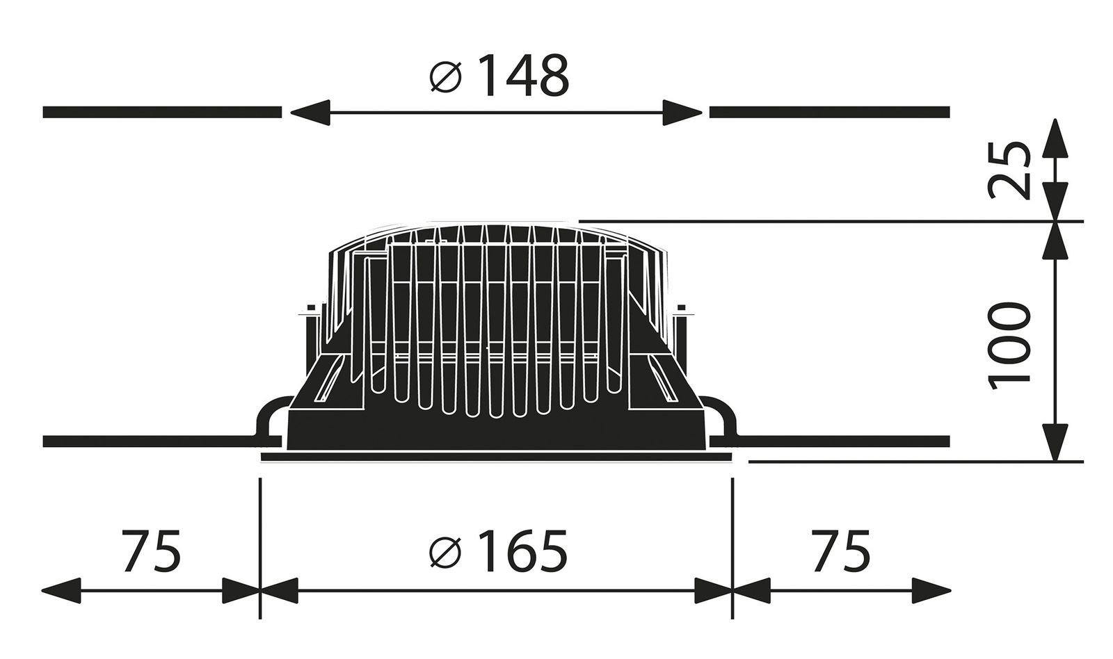 LED-Einbaustrahler 41W 2700K 3311lm Konv ws mt 1LED Alu IP20 RF:hochglänzend