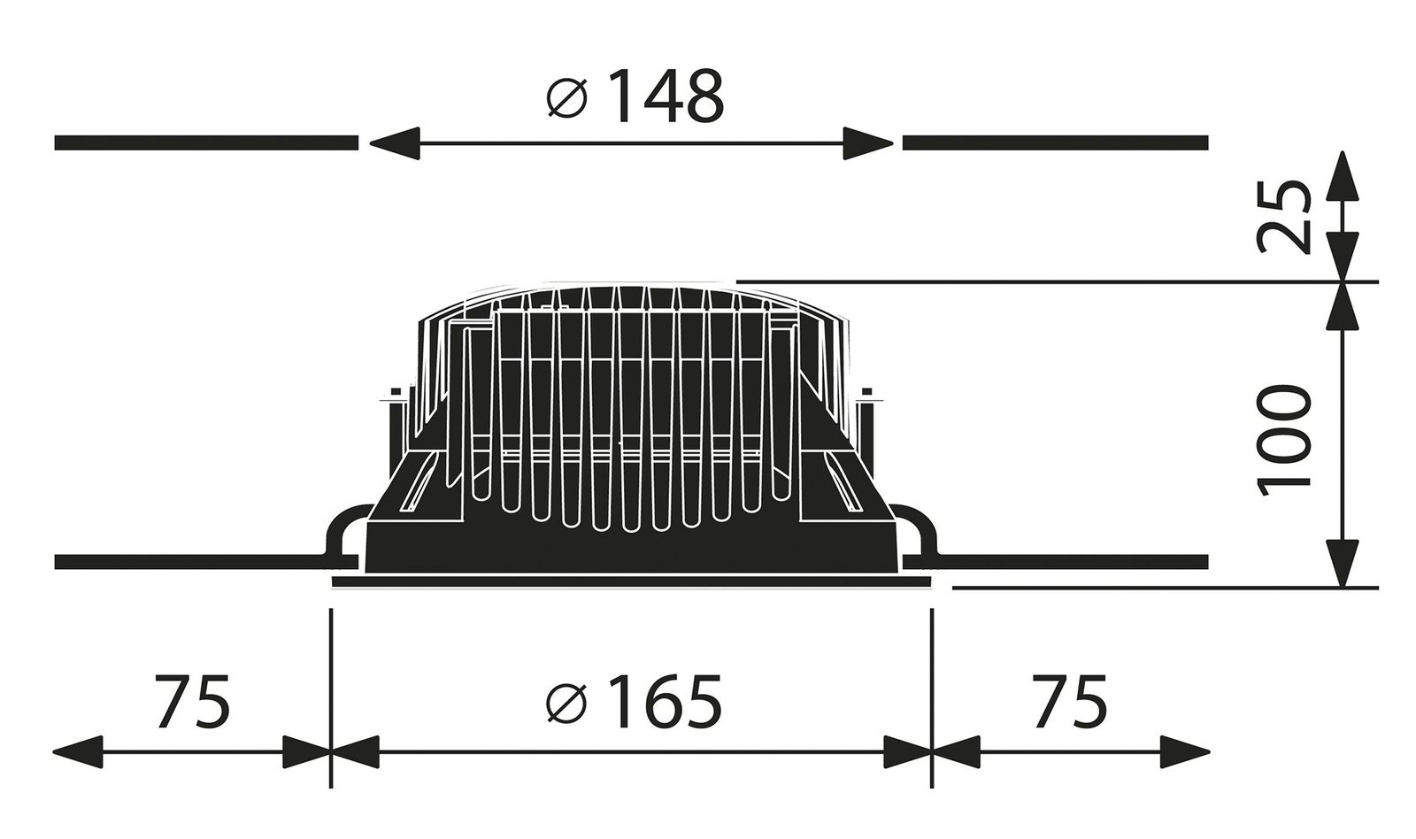LED-Einbaustrahler 41W 3000K 3460lm Konv ws mt 1LED Alu IP20 RF:hochglänzend
