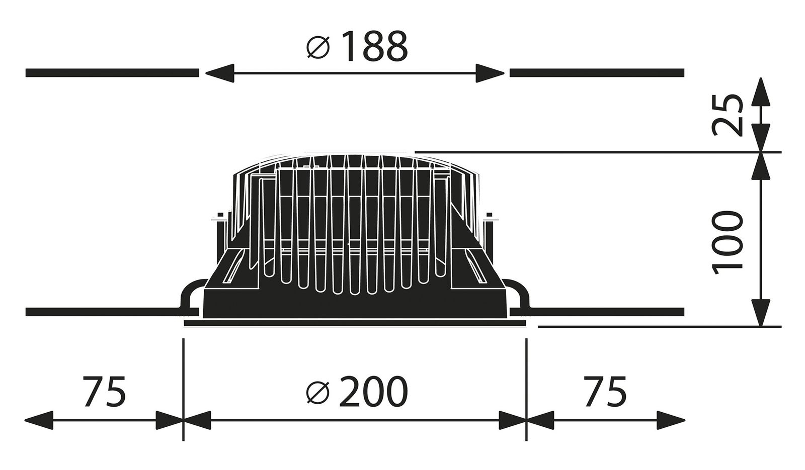 LED-Einbaustrahler 47W 2700K 4526lm Konv ws mt 1LED Alu IP20 RF:hochglänzend