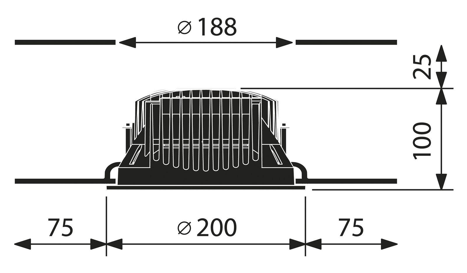 LED-Einbaustrahler 47W 3000K 4731lm Konv ws mt 1LED Alu IP20 RF:hochglänzend