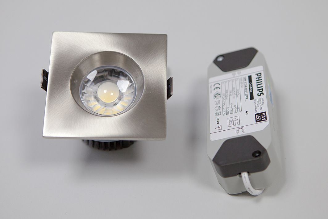 LED-Einbaustrahler 10W DOT Q82 3000K Alu 923lm Konv 1LED IP65 si mt Ø/EB68mm