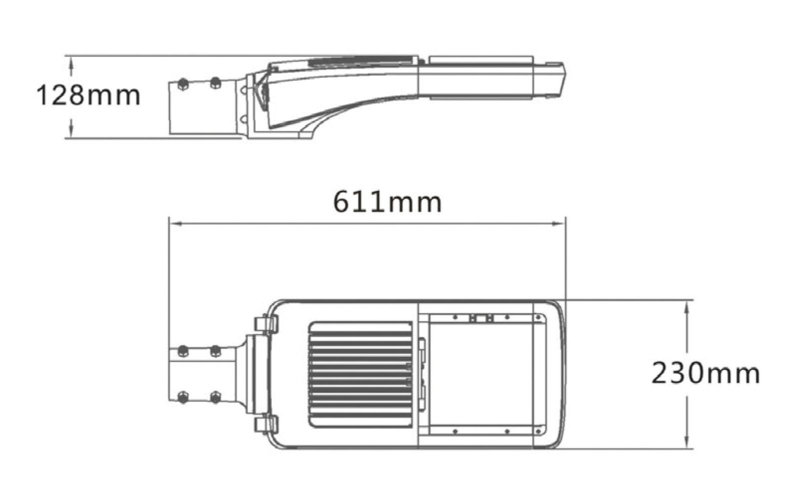 LED-Aufsatzleuchte 60W 60mm 6000K 6716lm sw elektr.Trafo Alu Kst_tr IP66
