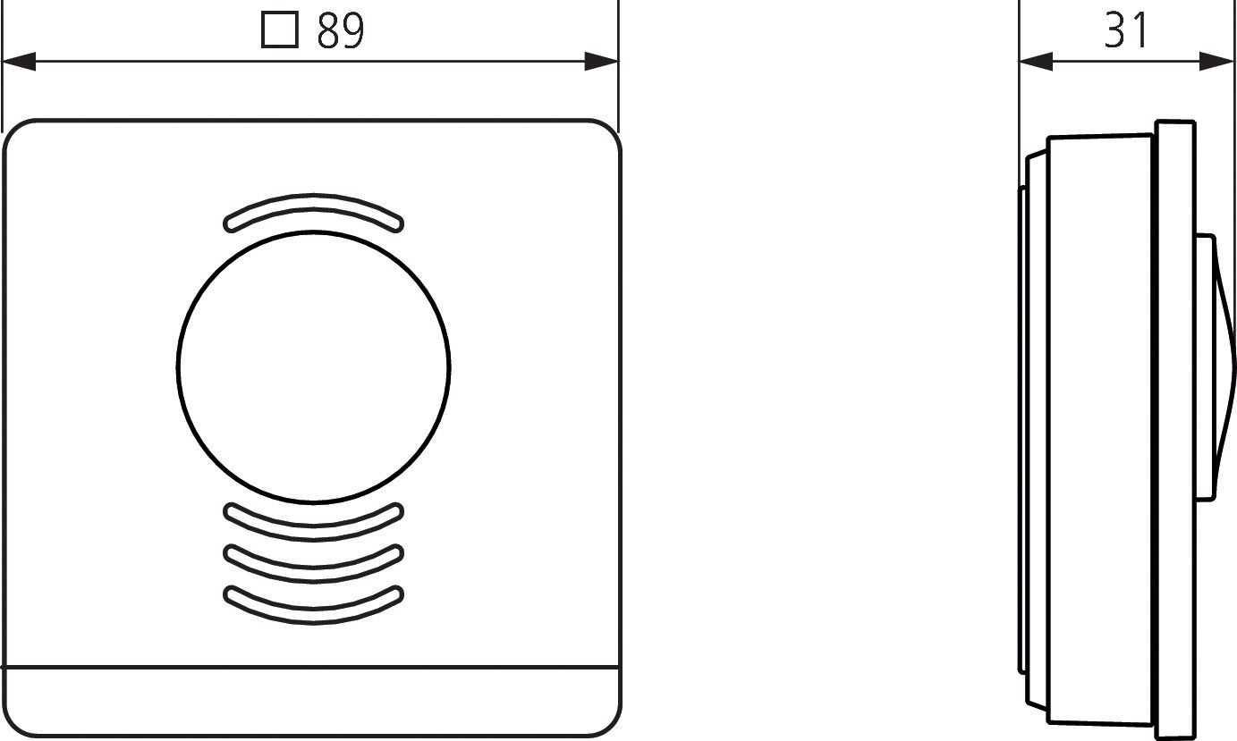 Raumtemperaturregler AP KNX ws glz Bedienelement Mit Vor-Ort Bedienung